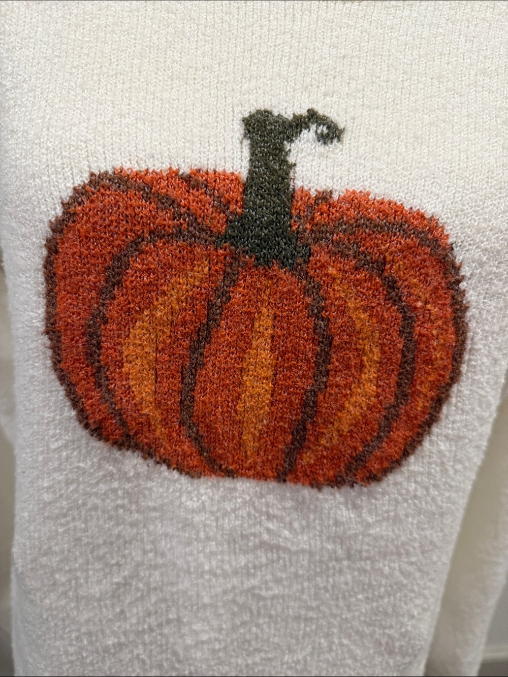 Maurices Cozy Cream Sweater with Pumpkin Motif Size Medium - Picture 2 of 9